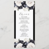 Elegantes Schwarz-Weiß-Blumenmenü Menükarte (Vorderseite)