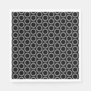 Elegantes Schwarz-Weiß-Blüten-Mandala-Muster Serviette