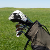 Elegantes Schwarz-Weiß-Blütenmonogramm Golf Headcover (In SItu)