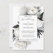 Elegantes Schwarz-Weiß-Boho alle in einer Hochzeit Einladung (Vorderseite)