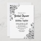 Elegantes Schwarz-Weiß-Boho-Brautparty Einladung (Vorderseite)