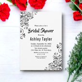 Elegantes Schwarz-Weiß-Boho-Brautparty Einladung