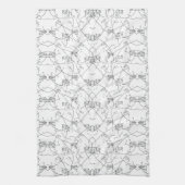 Elegantes Schwarz & Weiß Botanisches Küchentuch (Vertikal)