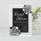 Elegantes Schwarz-Weiß-Brautparty Einladung (Stehend Vorderseite)