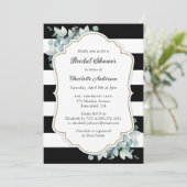 Elegantes Schwarz-Weiß-Brautparty Einladung (Stehend Vorderseite)