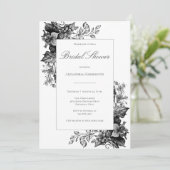 Elegantes Schwarz-Weiß-Brautparty Einladung (Stehend Vorderseite)