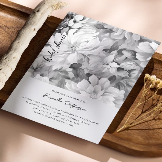 Elegantes Schwarz-Weiß-Brautparty Einladung