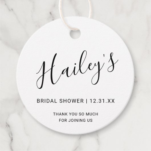 Elegantes Schwarz-Weiß-Brautparty Geschenkanhänger (Vorderseite)