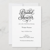 Elegantes Schwarz-Weiß-Brautparty-Skript Einladung (Vorderseite)