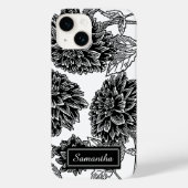 Elegantes Schwarz-Weiß Dahlia Personalisiert Case-Mate iPhone Hülle (Rückseite)