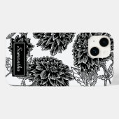 Elegantes Schwarz-Weiß Dahlia Personalisiert Case-Mate iPhone Hülle (Rückseite (Horizontal))