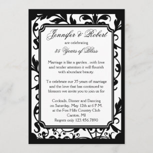Elegantes Schwarz-Weiß-Damask-Jubiläum Einladung