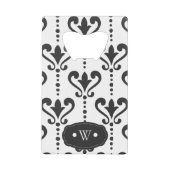 Elegantes Schwarz-Weiß-Damask-Monogramm Geldbeutel Flaschenöffner (Vorderseite)