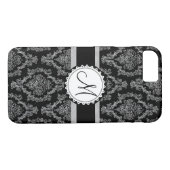 Elegantes Schwarz-Weiß-Damask-Muster Case-Mate iPhone Hülle (Rückseite (Horizontal))