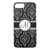 Elegantes Schwarz-Weiß-Damask-Muster Case-Mate iPhone Hülle (Rückseite)