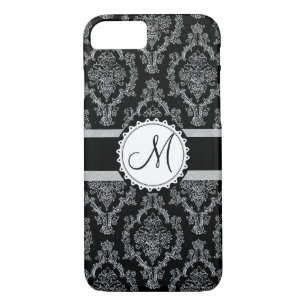 Elegantes Schwarz-Weiß-Damask-Muster Case-Mate iPhone Hülle