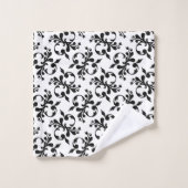 Elegantes Schwarz-Weiß-Damasketmuster Badhandtuch Set (Waschlappen)