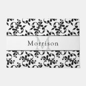 Elegantes Schwarz-Weiß-Damasketmuster Fußmatte (Vorderseite)