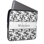 Elegantes Schwarz-Weiß-Damasketmuster Laptopschutzhülle (Vorne Rechts)