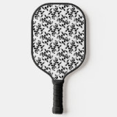 Elegantes Schwarz-Weiß-Damasketmuster Pickleball Schläger (Rückseite)