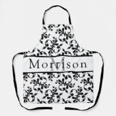 Elegantes Schwarz-Weiß-Damasketmuster Schürze (Vorderseite)