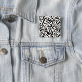 Elegantes Schwarz-Weiß-Damaskus-Rollenmuster Button (Beispiel)
