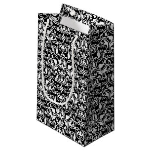 Elegantes Schwarz-Weiß-Damaskusmuster Kleine Geschenktüte