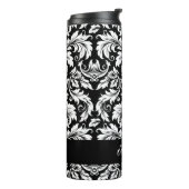 Elegantes Schwarz-Weiß-Damaskusmuster Thermosbecher (Nach links gedreht)