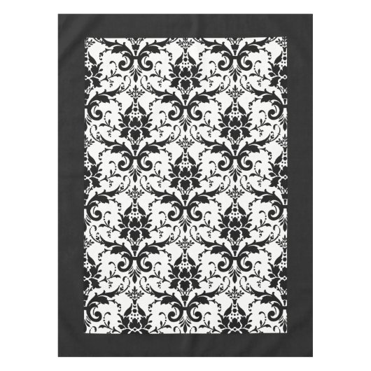 Elegantes Schwarz-Weiß-Damast-Muster Tischdecke (Vorderseite)