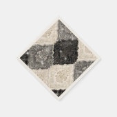 Elegantes Schwarz Weiß Damast Perlmutt Serviette (Ecke)