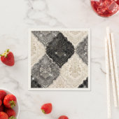 Elegantes Schwarz Weiß Damast Perlmutt Serviette (Beispiel)