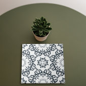 Elegantes Schwarz-Weiß-Damast-Viktorianisches Must Fliese