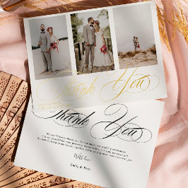 Elegantes Schwarz-Weiß-Dankeschön 3 Foto Hochzeit Folieneinladung