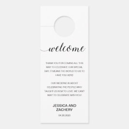 Elegantes Schwarz-weiß Dankeschön Hotel Hochzeiten Türanhänger