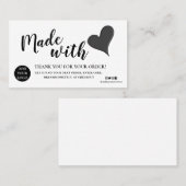 Elegantes Schwarz-Weiß-Dankeschön mit Liebe gemach Visitenkarte (Vorne/Hinten)