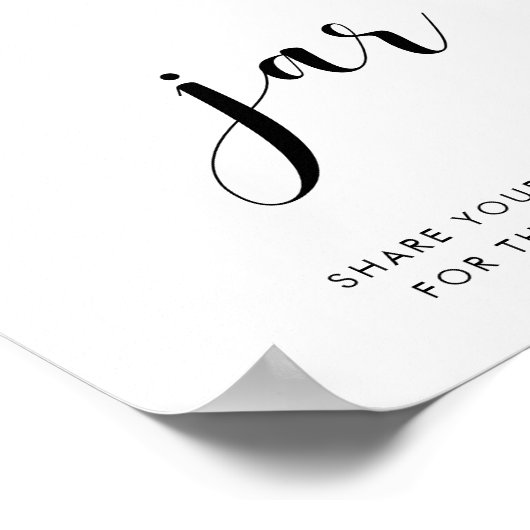 Elegantes Schwarz-Weiß Date Jar Hochzeitszeichen Poster (Ecke)