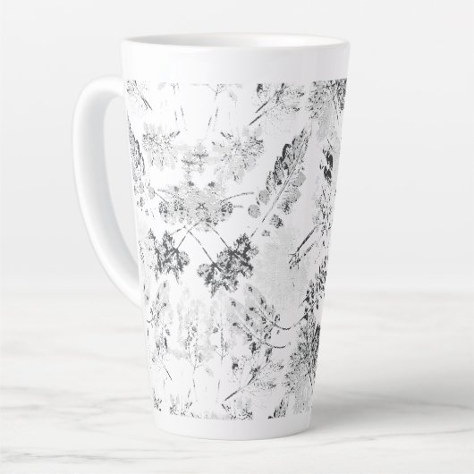 Elegantes Schwarz-Weiß-Design mit Blumendarstellun Milchtasse (Linke Ecke)