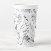Elegantes Schwarz-Weiß-Design mit Blumendarstellun Milchtasse (Vorderseite)