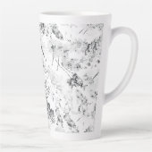 Elegantes Schwarz-Weiß-Design mit Blumendarstellun Milchtasse (Rechts)