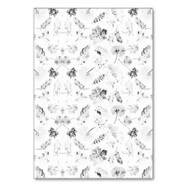 Elegantes Schwarz-Weiß-Design mit Blumendarstellun Tischnummer