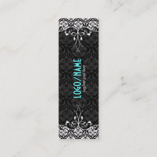 Elegantes Schwarz-Weiß-Design mit vintage floralen Mini Visitenkarte