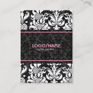 Elegantes Schwarz-Weiß-Design mit vintage floralen Visitenkarte