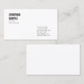 Elegantes Schwarz-Weiß-Design Modernes Schlichtes  Visitenkarte (Vorne/Hinten)