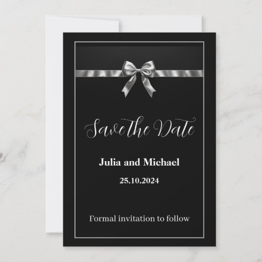 Elegantes Schwarz-Weiß-Design Save the Date Einladung (Vorderseite)