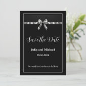 Elegantes Schwarz-Weiß-Design Save the Date Einladung (Stehend Vorderseite)