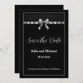 Elegantes Schwarz-Weiß-Design Save the Date Einladung (Vorne/Hinten)