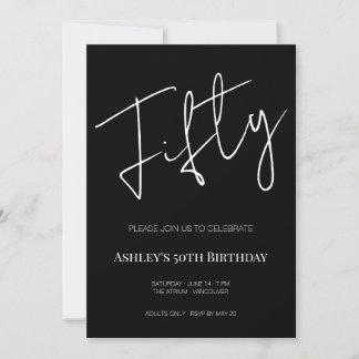 Elegantes Schwarz-Weiß-Design zum 50. Geburtstag Einladung