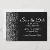 Elegantes Schwarz-Weiß-Diamant-Hochzeitdatum Geret Save The Date (Vorderseite)