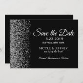 Elegantes Schwarz-Weiß-Diamant-Hochzeitdatum Geret Save The Date (Vorne/Hinten)
