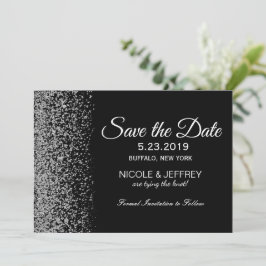 Elegantes Schwarz-Weiß-Diamant-Hochzeitdatum Geret Save The Date